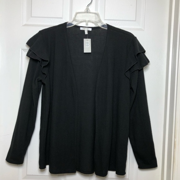 Maurices Lightweight Ruffle Sleeve Open Front Soft Black Versatile Cardigan M - Picture 2 of 12